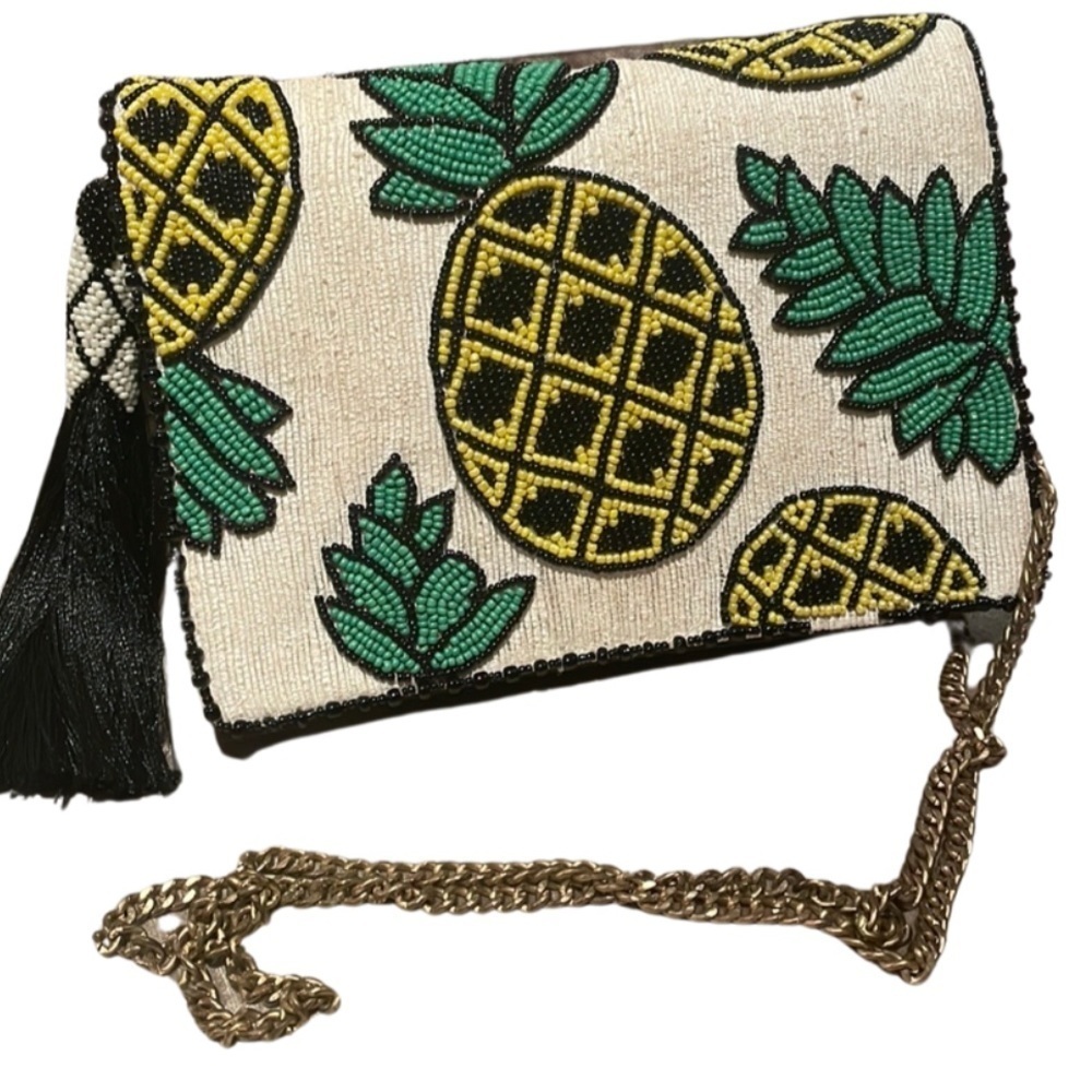BAUBLEBAR Beaded Pineapple Crossbody Chain or Clutch Tassel Bag Purse - Picture 11 of 11